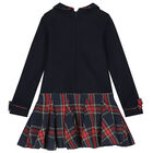 Girls Navy Blue Bunny Dress, 1, hi-res